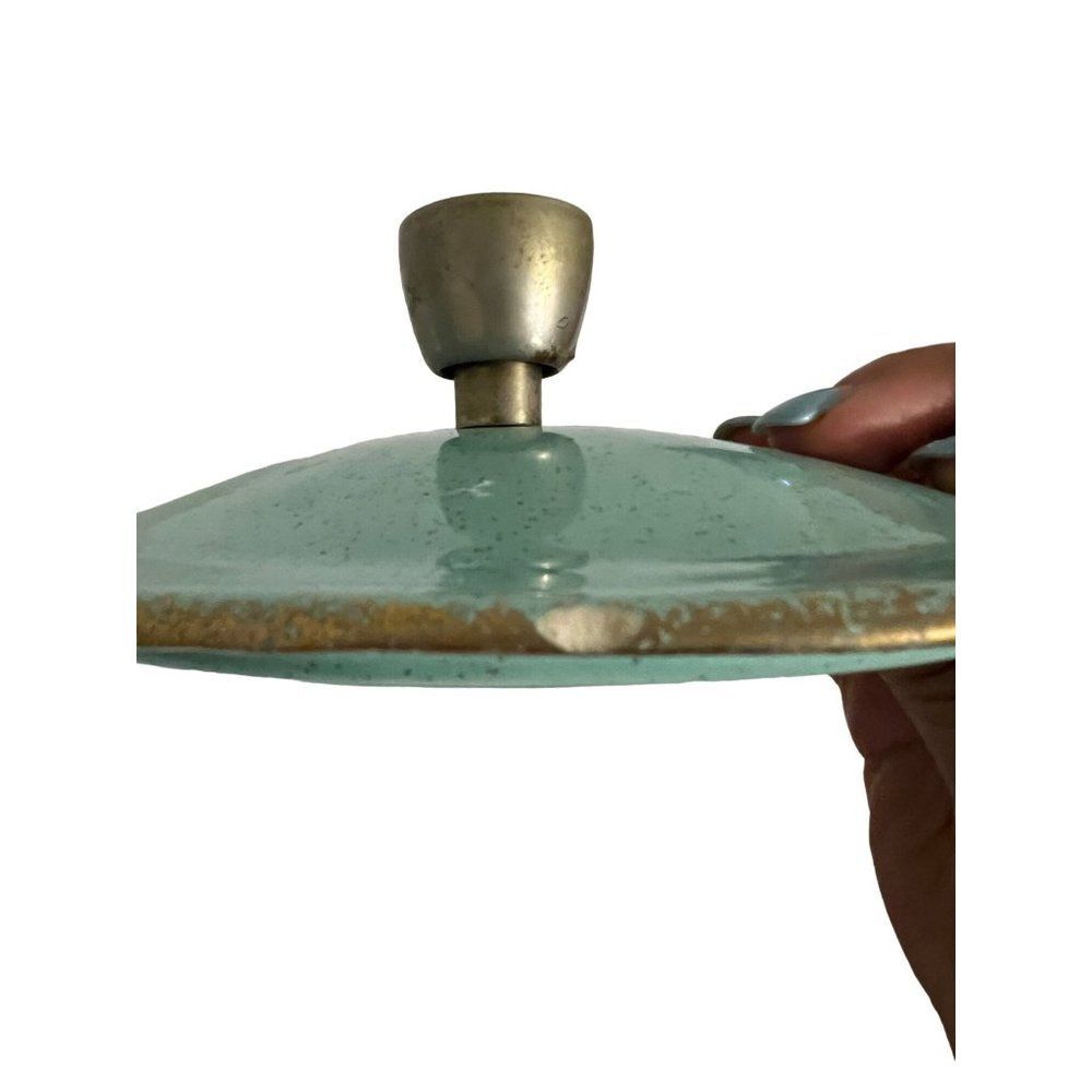 VTG MCM California Originals Made in USA Turquoise Teal Pottery Covered Dish - Picture 10 of 10